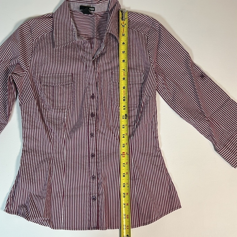 Vintage H&M Striped 3/4 Sleeve Shirt -Y2K - Size 8 - Picture 3 of 5